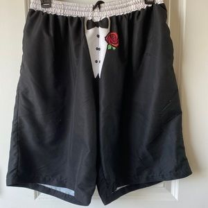 Tuxedo swimming trunks